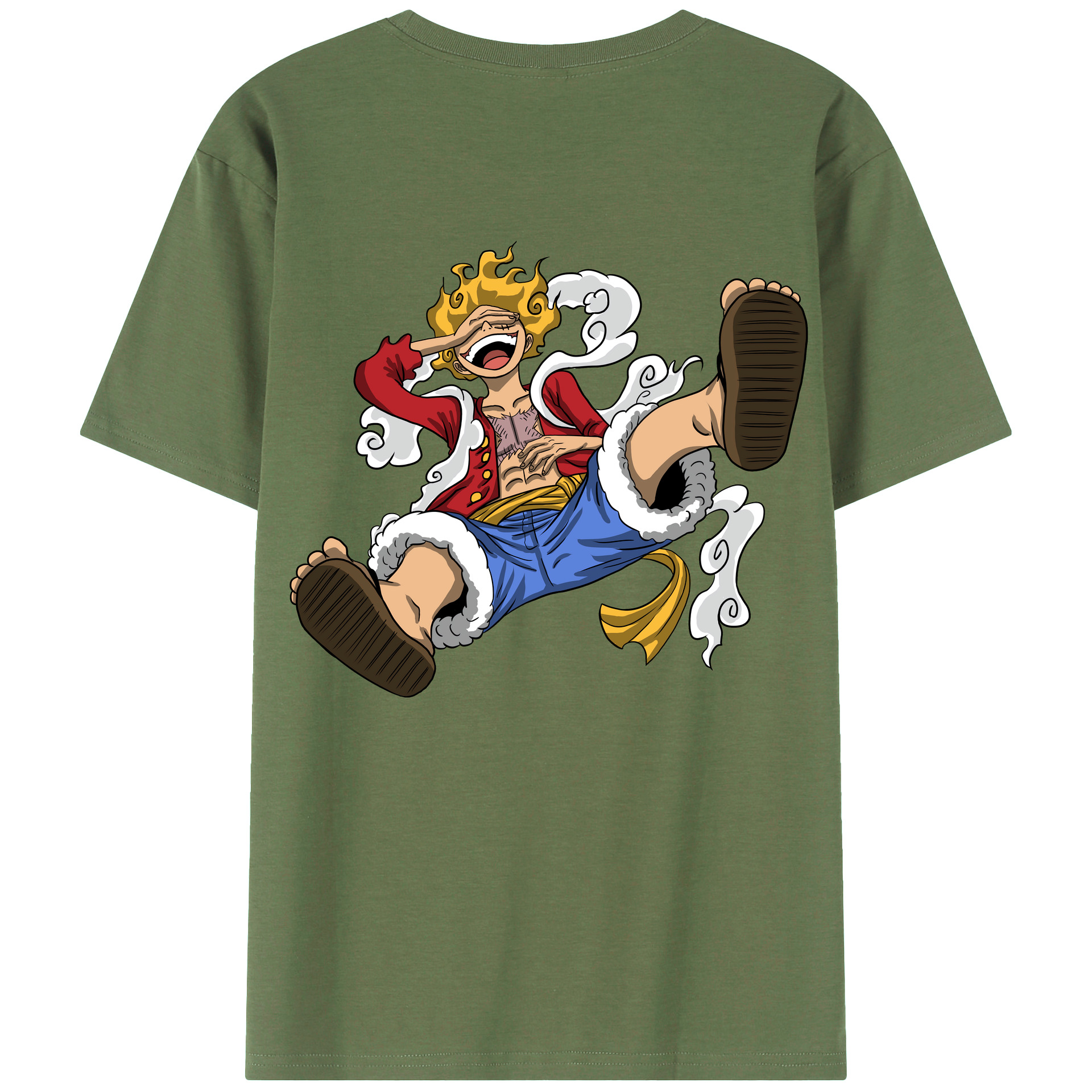 ワンピース モンキー・D・ルフィ ONE PIECE Monkey D. Luffy 綿100％ メンズ半袖Tシャツ（バックプリント） 通気性
